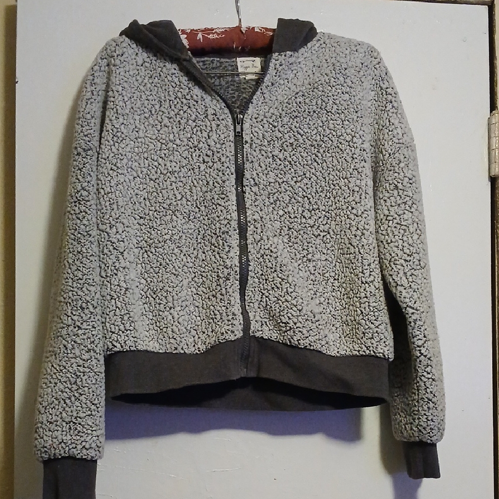 Hippie Rose Gray Sherpa Hoodie woman's M